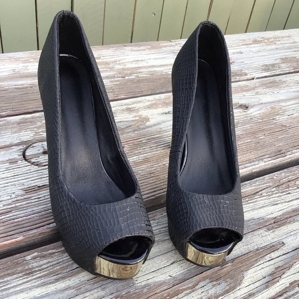 Sexy BlackPeep Toe Women Water Proof Platform Pump size 44